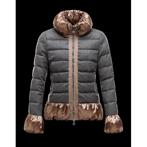 Moncler Donna Giù cappotto Bubble Decorazione Grigio Presa M1145